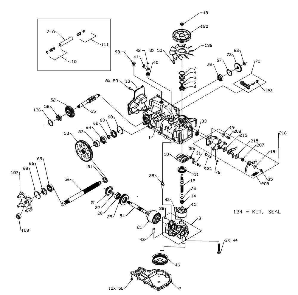 Transmission Lh Diagram and Parts List for Z-FORCE15 53AA5D2L100 Cub Cadet Lawn Tractor